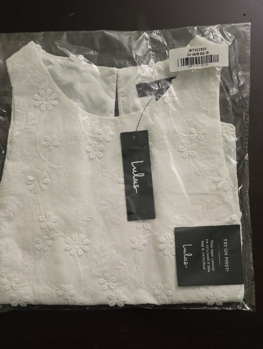Lulu's White Floral Embroidered Crew  Neck Tank Top